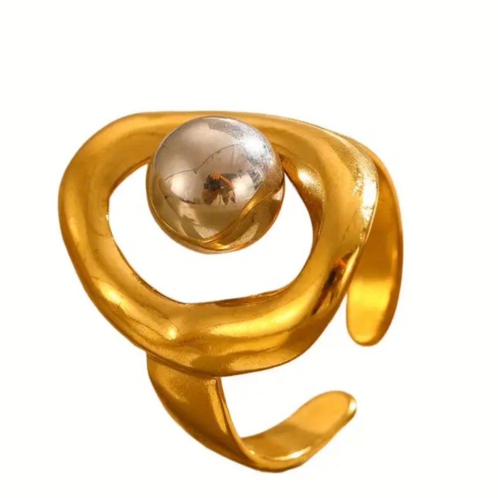 18K Gold Plated Gold-Tone Adjustable Ring